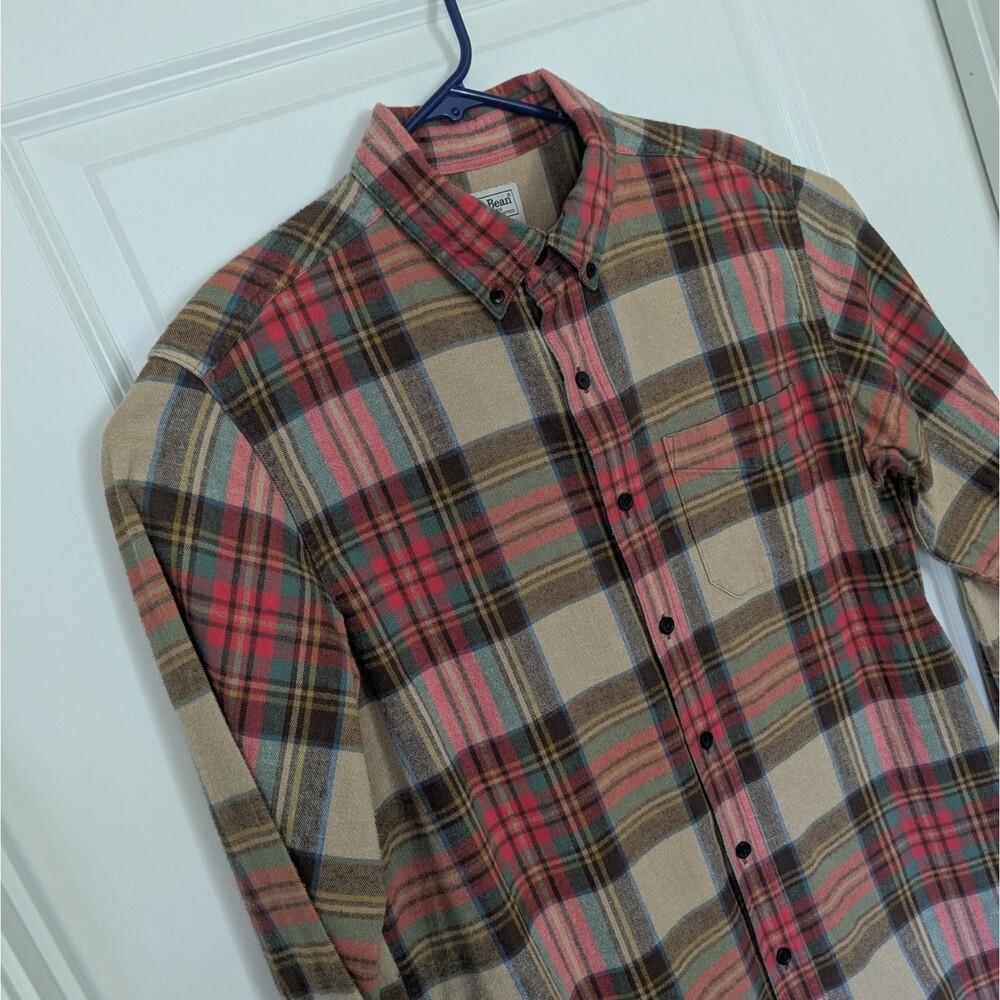 L.L.Bean Mens Medium Flannel Shirt Traditional Fit Plaid Cotton Button Down